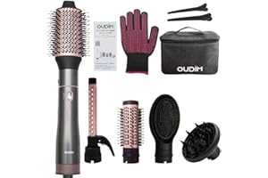 OUDIM 5 in 1 Negative Ion Hair Dryer Brush Blow Dryer Brush Set, Hot Air Styler with Multiple Lengths Suitable for Variable Needs for Hair Curling, 3 Temperature and Wind Settings, Travel Bag Easy to Carry