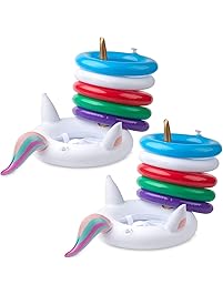 2 Pack Unicorn Ring Toss Game for Party Unicorn Inflatable Flotating Swimming Ring Toss Game for Pool Games for Kids Unicorn Party Favors Supplies Unicorn Party Decorations (Come with a Gift Box)