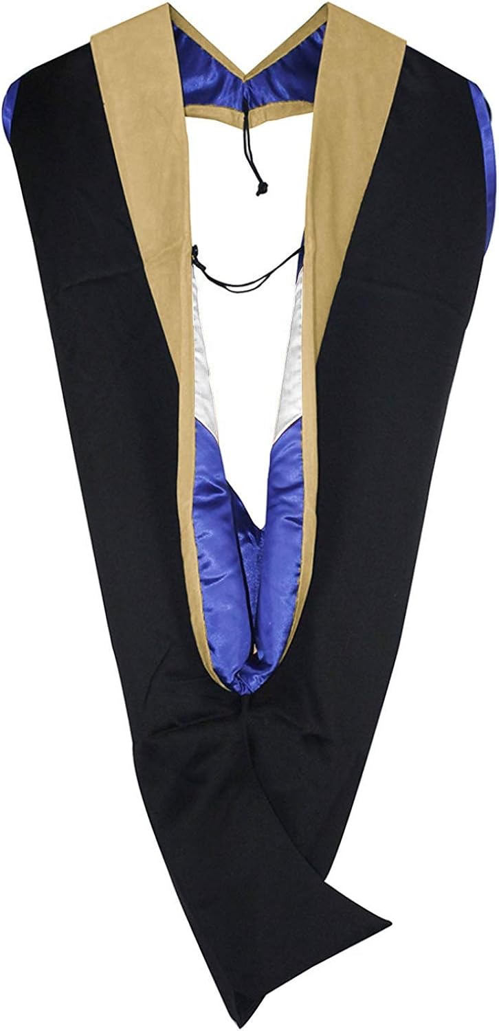 GraduationMall Graduation Hood for Master Degree Deluxe Academic Hood - Gold/White/Royal: Clothing
