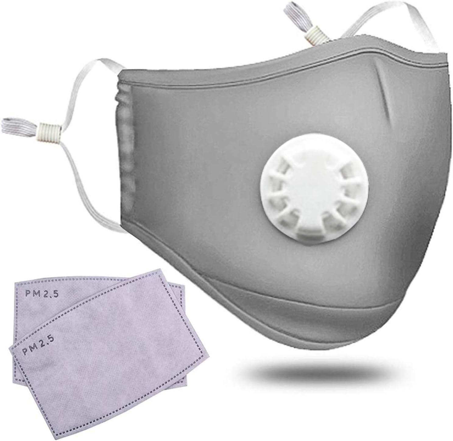 Protective Mask, Bainuojia Respiratory Mask with 2 Replacement Filters, Reusable and Washable Dust Mask(Grey)