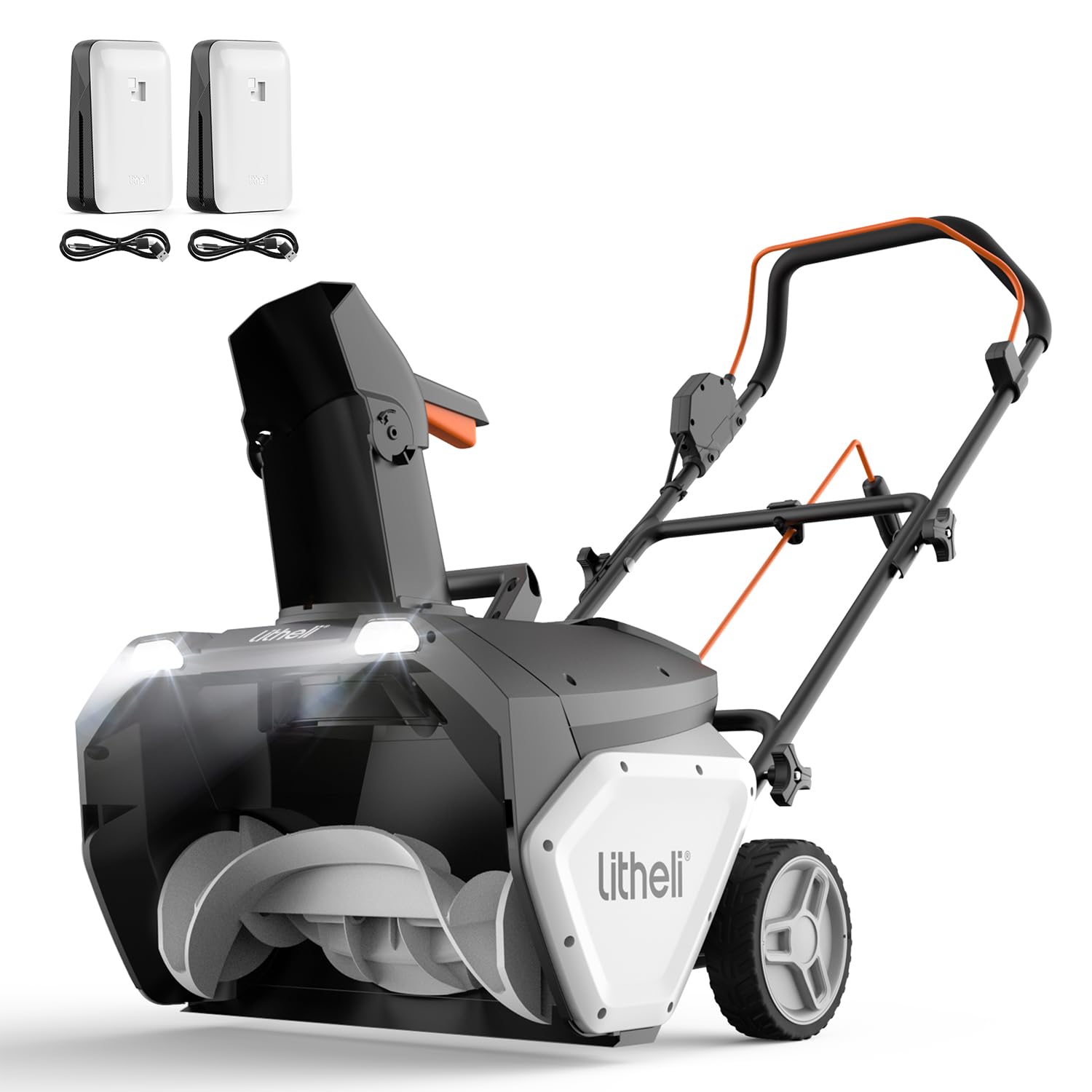 Photo 1 of *Small scratches* Litheli 2X20V Cordless Snow Blower, 20 Inch Snow Thrower with 4.0Ah Battery, Electric Snow Blowers with LED Spotlight and Brushless Motor for Walkways and Driveways