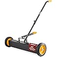 Pyle 24” Rolling Magnetic Sweeper with Adjustable Handle - Strong and Durable Metal Construction, Heavy-Duty Cleaning, Metal Pickup for Industrial and Commercial Use (Black and Orange)