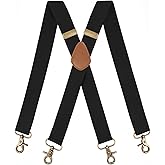 Fasker Suspenders for Men Heavy Duty 1.4 Inch Adjustable Elastic Straps X-Back Mens Suspenders