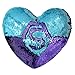 Tomus-UNI Mermaid Sequin Pillow with Insert, 13''×15'' Heart Magic Reversible Sequins Cushion for Home Décor(Bright Green/Purple)