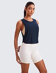 CRZ YOGA Pima Cotton Cropped Workout Tank Tops for