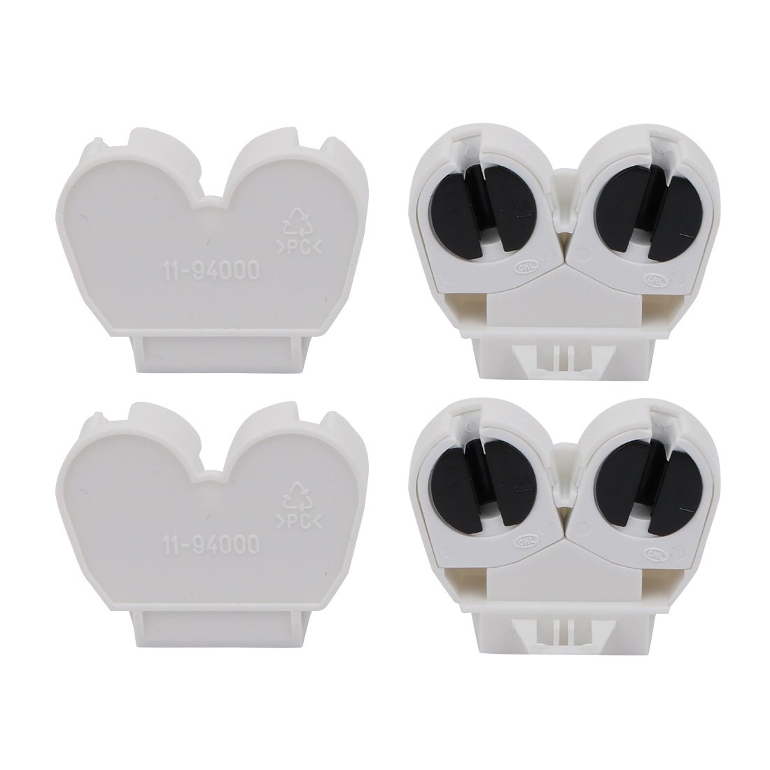 Sourcingmap 4Pcs T5 Fluorescent Light Holder G5 Base Dual Head Tombstone Lamp Socket AC 500V 2A for LED Fluorescent Tube