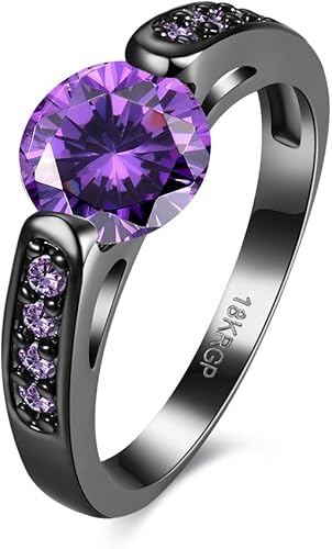Amazon Rockyu ジュエリー ブランド 人気 レディース リング ジルコニア 紫 花 指輪 南米エスニック ブラック 黒 細身ピンキーリング 指輪 13号 結婚指輪 人気 アクセサリー リング 通販