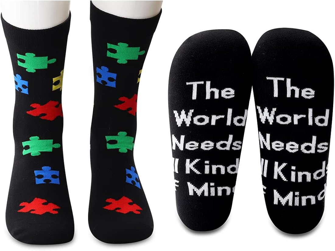 POFULL Autism Awareness ASD Socks The World Needs All Kinds Of Minds