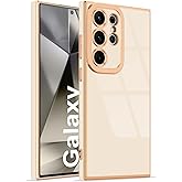 Lafunda for Samsung Galaxy S25 Ultra Case Cute, Luxury Gold Edge Plating Case for Women Girls Bling Silicone Shockproof Camera Protection Soft TPU Bumper Cover Phone Case for Samsung S25 Ultra, White