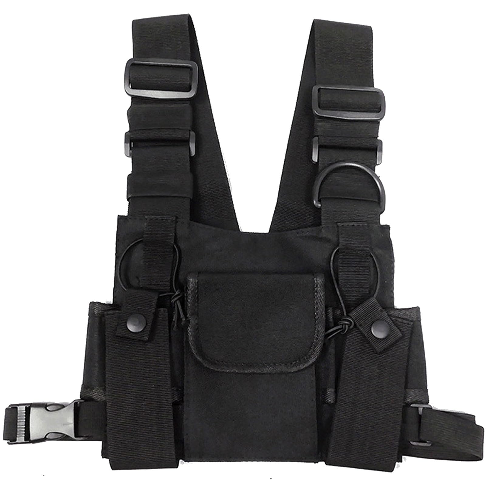 Utility Chest Pack, Tactical Sports Chest Bag Vest for Phone Walkie Talkie, Shoulder Bags Chest Rig Pouch,Hip Hop Streetwear,Men/Women Functional Waist Adjustable Pockets for Workouts Cycling & Hiking