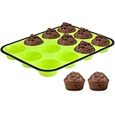 CAKETIME Silicone Muffin Pan with Metal Frame, Regular Size Cupcake Pan Nonstick 12 Cups Easy to Move Muffin Tin for Baking H