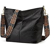 Hobo Bag for Women Crossbody Handbags Large Designer Ladies Bucket Purse PU Leather Shoulder Bags with Wide Shoulder Strap