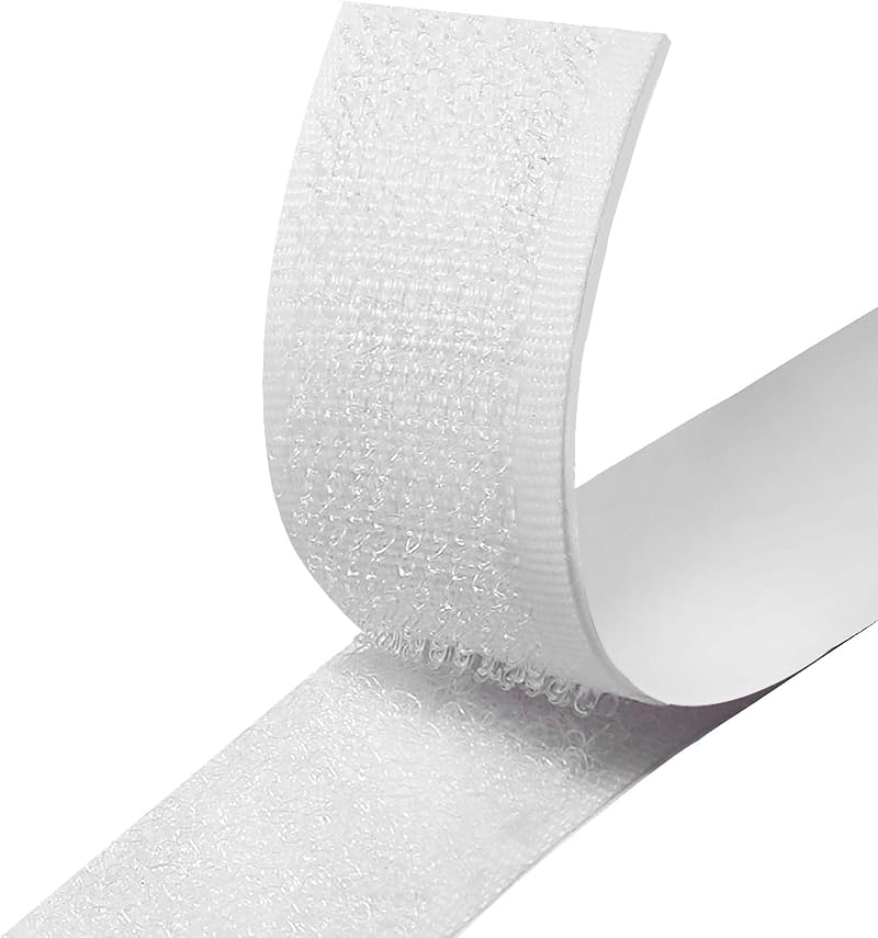 Hoiny Hook and Loop Tape 8M 20mm White Self-Adhesive Strips