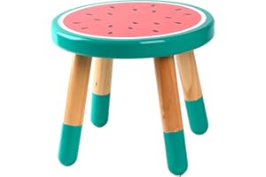 RUYU Wooden Kids Stool for Sitting, Solid Hard Wood Fruit Stool, 10 Inch Milking Stool, Vanity Stool for Kids, Bedroom, Playroom, Watermelon Furniture Stool for Children, Adults Boys, Girls
