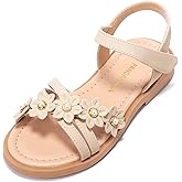 PANDANINJIA Girls Sandals Toddler Little Big Kids Kid Cute Open Toe Flats Dress Sandals Mona Summer Shoes