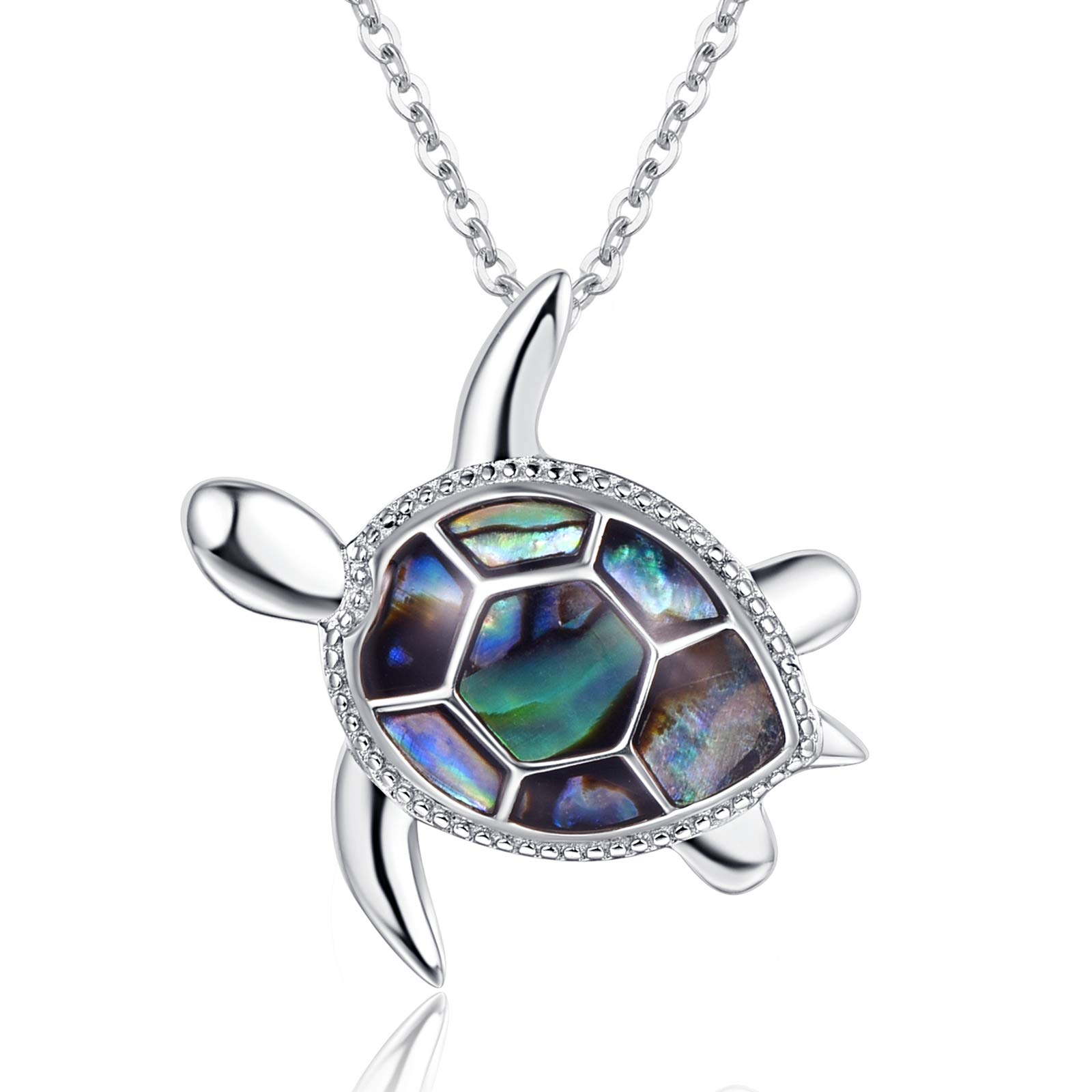 praymos Abalone Shell Turtle Necklace Gift for Women Girls 925 Sterling Silver Animal Pendant Sea Turtle Jewellery — image 1