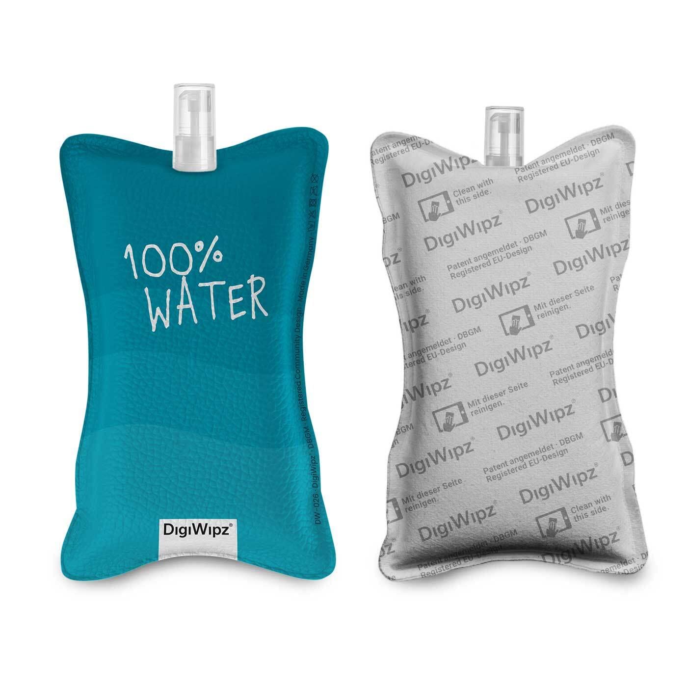 DigiWipz® – The ingenious 2-in-1 display cleaner (H2O) – screen cleaner for displays and touchscreens – screen cleaner microfibre sponge with integrated sprayer