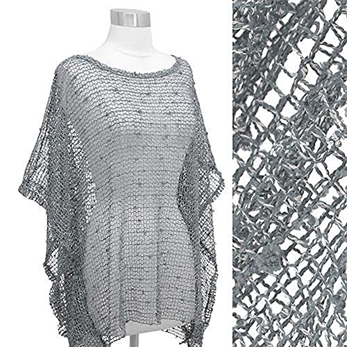 Stylesilove sequin accent crocheted women s poncho (grey)