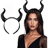 Black Devil Horns Headband Demon Headpiece for Women Halloween Cosplay Costume, Evil Horn Headdress Gothic Sheep Ox Horn Headwear Hair Hoop for Halloween Party Carnival Dress up Hair Accessories