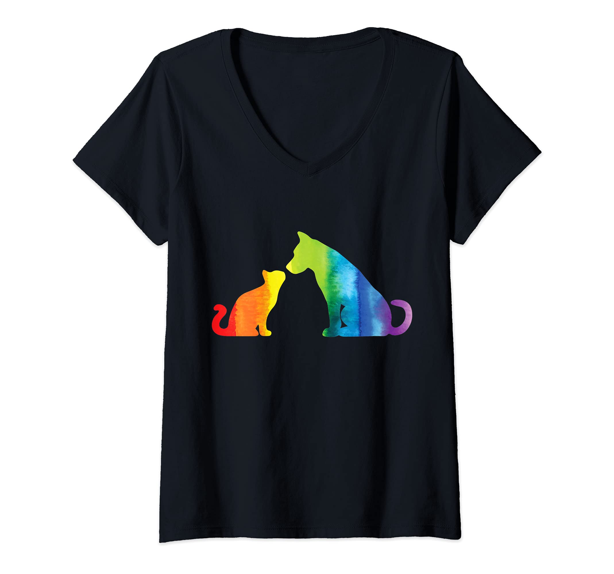 Womens Love, Dog, Cats and Pride V-Neck T-Shirt