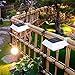 [4 Pack] GVSHINE Solar Powered Waterproof Security Lamp, 4 LED Solar Gutter Lights for Outdoor Garden, Fence, Dog House Tree Outside Garage Door Wall Stairs Anywhere Safety Lite with Bracket