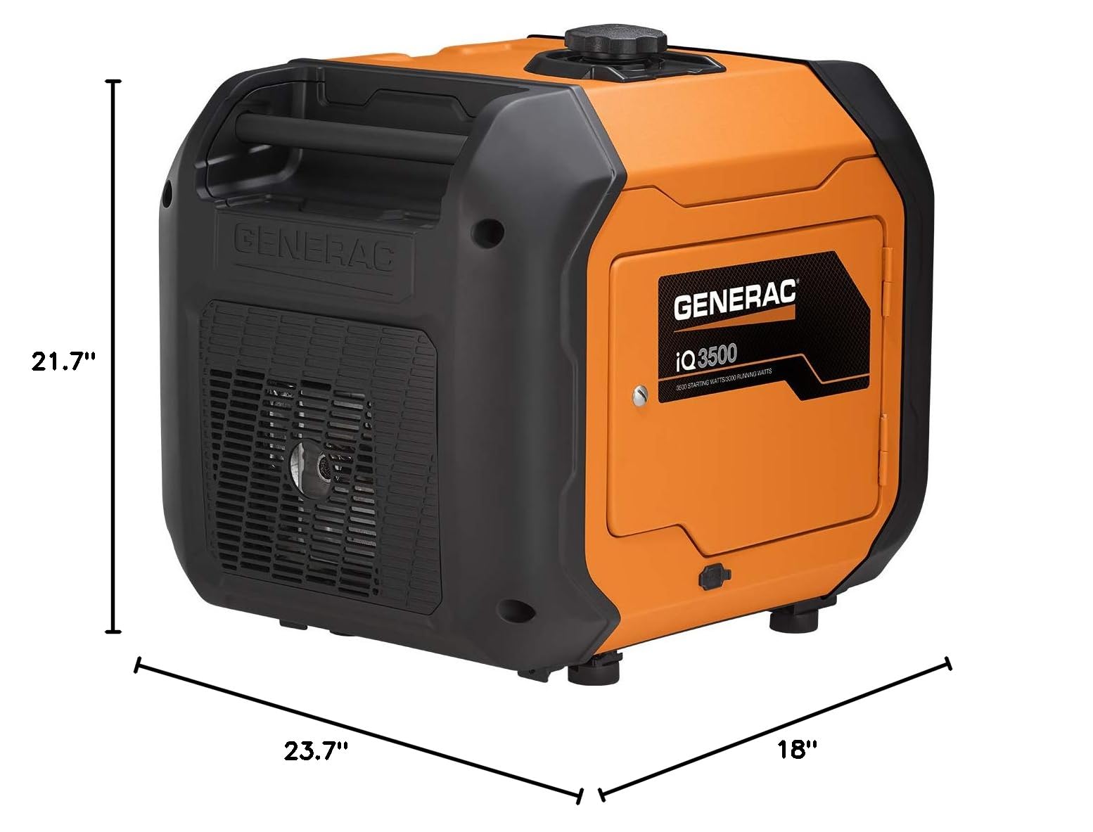 Generac 7127 iQ3500 3,500-Watt Gas-Powered Portable Inverter Generator - Durable, Lightweight Design - Speed Selection for Quiet Performance or Maximum Power - CARB Compliant - Orange/Black