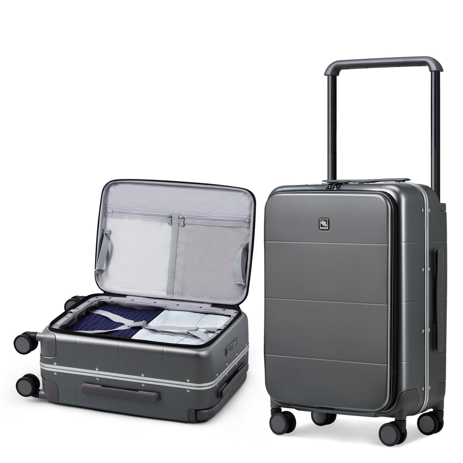Photo 1 of Hanke Top Opening 24 Inch Luggage with Spinner Wheels, Aluminum Frame All-PC Hard Shell Medium Suitcase, Trunk Wide Handle Luggage for Travel, TSA Checked-Medium (Graphite Grey, 69L)