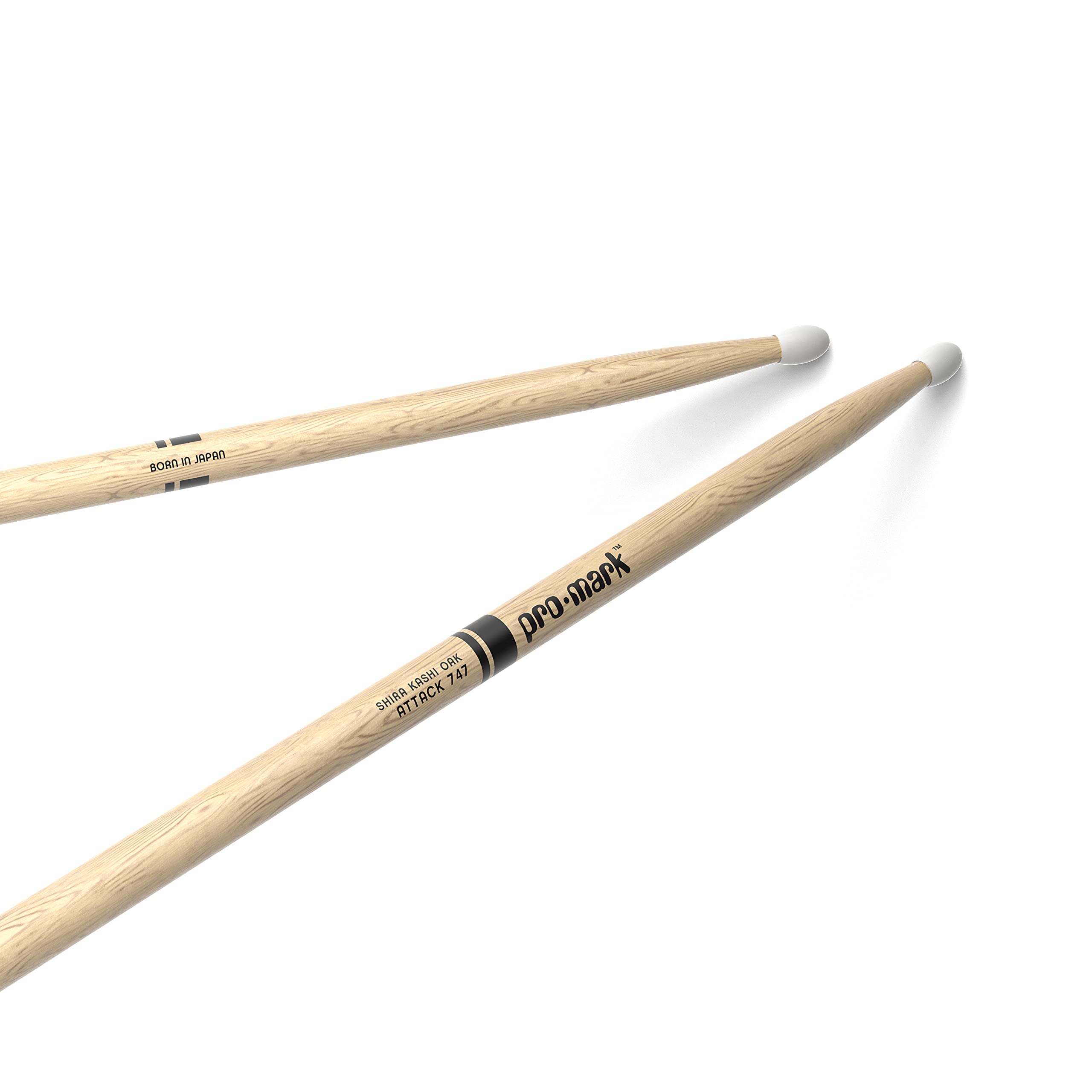 ProMark Drum Sticks - Classic Attack 747 Shira Kashi Oak Drumsticks, Oval Nylon Tip, One Pair