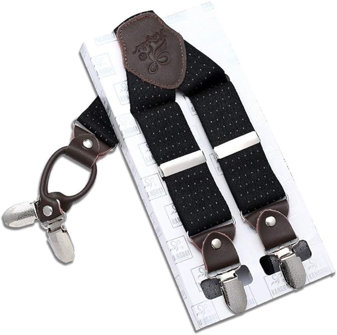 Braces Men 4 Sturdy Clips Leather And In Special Style X Shape With