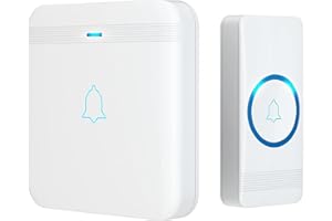 AVANTEK Wireless Doorbell, D-3F Waterproof Chime Kit Operating at Over 1300 Feet with 52 Melodies, 5 Volume Levels & LED Flash