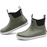 Sgadabe Deck Boots Mens, Rain Boots Anti-Slip Fishing Booties Waterproof Ankle Rain Shoes Rogue Wave Durable Rubber Boots Outdoor Footwear