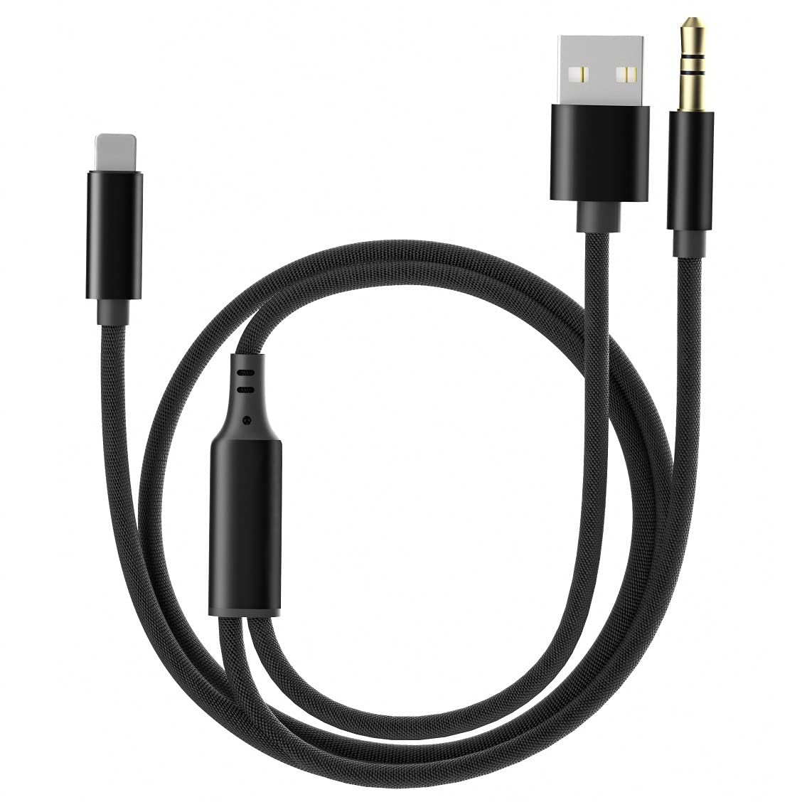 TargetGo [Upgrade] aux cable for iPhone, 2-in-1 charging audio cable for iPad, Black 3.5 mm aux jack cable works with car stereo speaker headphones (3.94 ft)