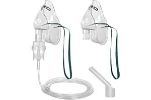 BACNUNN Nebulizer Replacement Parts with 2 Nebulizer Mask & 1 Mouthpiece-Nebulizer Tubing and Mouth Pieces Set for Adults,Universal for Various Nebulizer