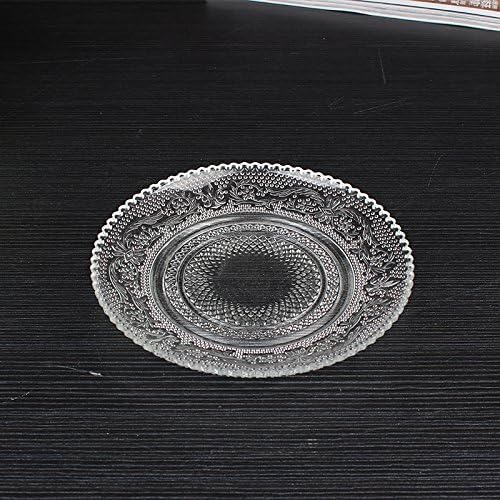 Glass crystal pattern fruit bowl, cake plate dessert plate of melon salad dish candy dish dried fruit dish,6 inch