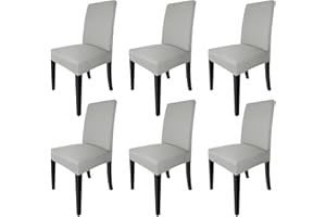 NORTHERN BROTHERS Dining Chair Covers Set of 6, Removable Washable Chair Covers for Parson Dining Chairs, Stretch Slipcovers for Dining Room,Hotel, Banquet Use (Light Grey Diamond, Set of 6)