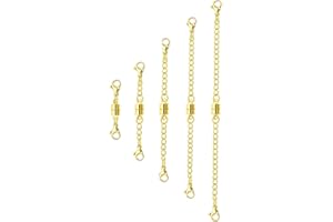 OHINGLT 5Pcs Necklace Extender Gold with Magnetic Clasps Chain Extenders for Necklaces,Magnetic Necklace Clasps and Closures with Necklace Extenders Bracelet Extender Necklace Extension