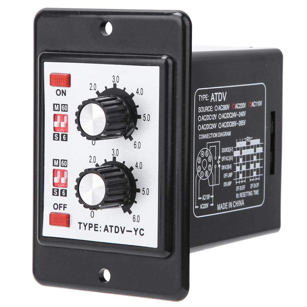 ATDVYC Twin Timer Relay, 6S60M 24V On Off Twin Timer Relay Knob