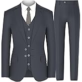 Antonio Uomo Men’s Suit Set – Slim Fit 3 Piece Blazer 2 Button Jacket Vest Pants Business Wedding Party Solid Dress Suits