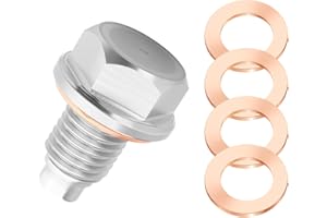 M12x1.5 Magnetic Oil Drain Plug with Crush Washer Replacement OEM 7052306,Stainless Steel Car Oil Pan Drain Plug Compatible w