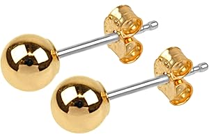 Lifetime Jewelry 5mm Round Ball Stud Earrings 24k Real Gold Plated for Women and Men