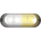Maxxima M20384WYCL White/Amber Ultra Thin 4 LED Warning Strobe Light (Surface Mount with Clear Lens)