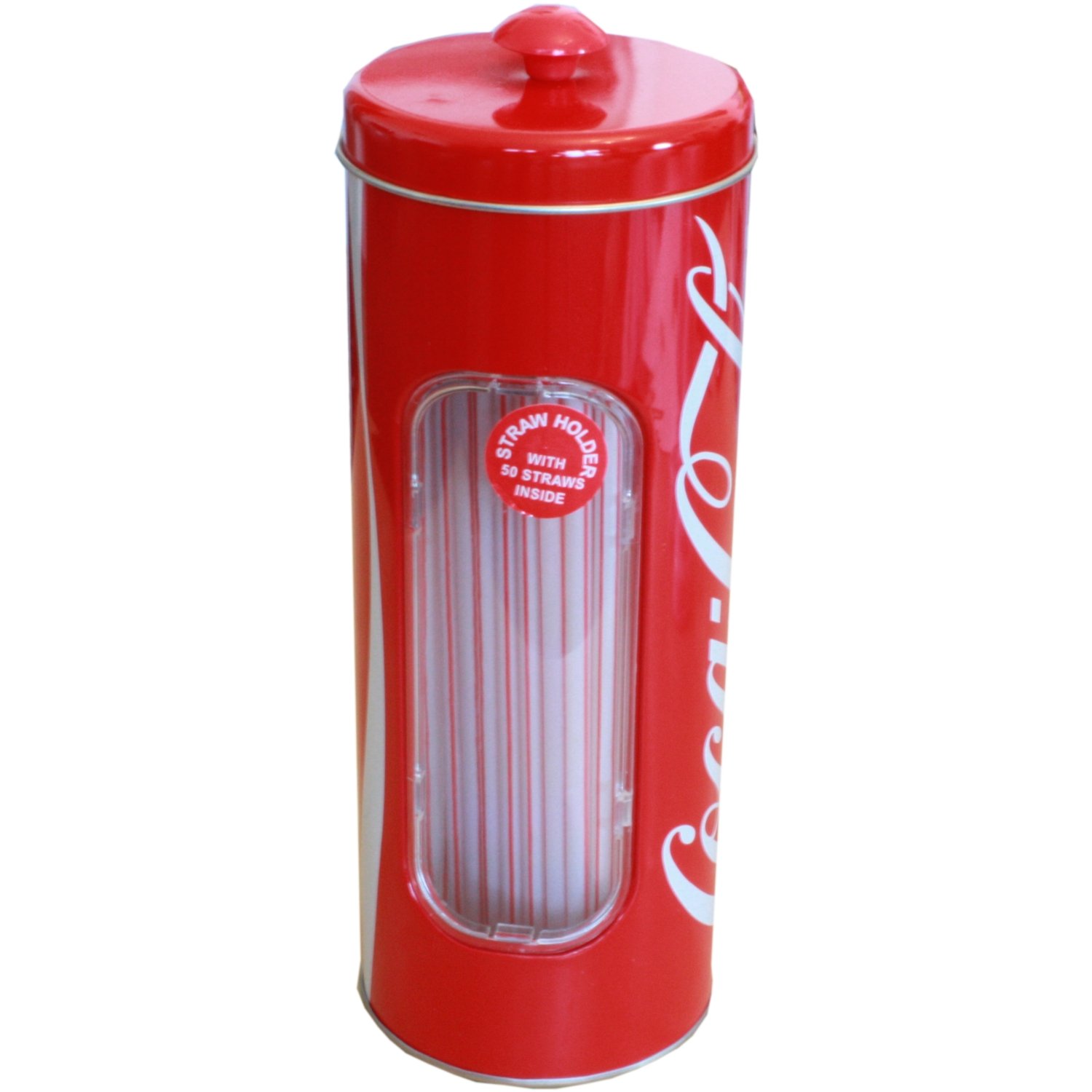 Coca Cola Retro Style Straw Dispenser Holder & 50 Straws Provided by