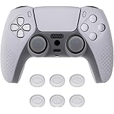 eXtremeRate PlayVital Clear White 3D Studded Edition Anti-Slip Silicone Cover Skin for ps5 Controller, Soft Rubber Case for ps5 Wireless Controller with 6 Clear White Thumb Grip Caps
