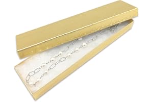 THEDISPLAYGUYS FOR YOUR MODERN LIVING TheDisplayGuys - 25-Pack #82 Kraft Paper Cardboard Gift Boxes/Jewelry Cases w. Cotton Padding & Lid - Gold Foil - (8.0" x 2.0" x 1.0")