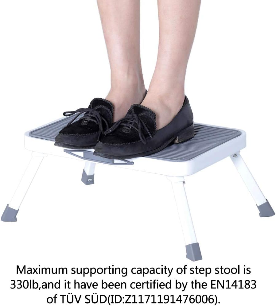 Sattiyrch Step Stool for Adult,Portable Folding Metal Small One Step Stool with Non Slip Platform,6.8"(H),Max Load 330 lbs: Kitchen & Dining