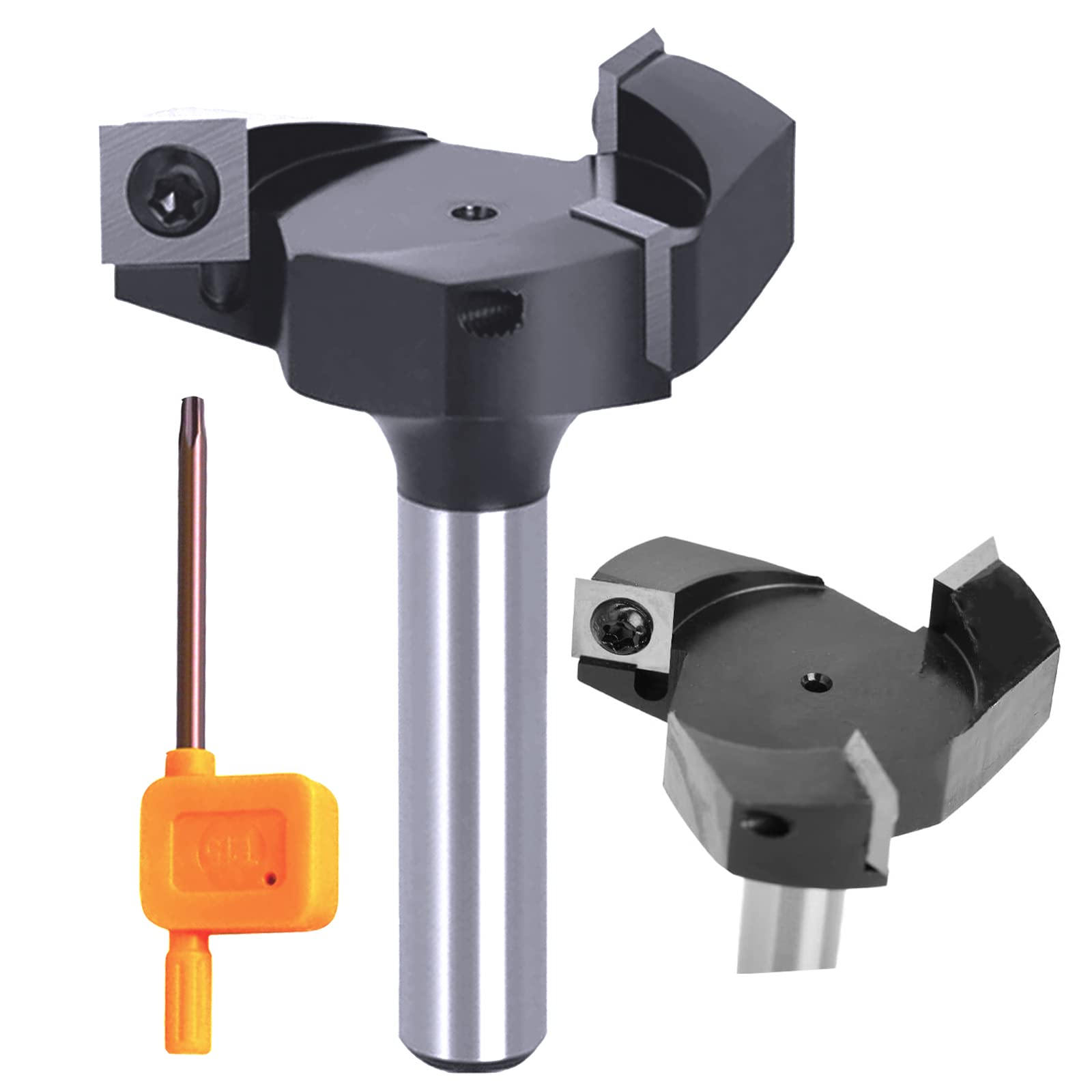 Sinoprotools Spoilboard Surfacing Router Bits 1/2" Shank,3 Flute Wood Planer Bit,Slab Flattening & Rabbeting Flycutter Router Bit/Planing Bit 2-5/16" Cutting Dia.(D=2-5/16",I=12mm,S=1/2")
