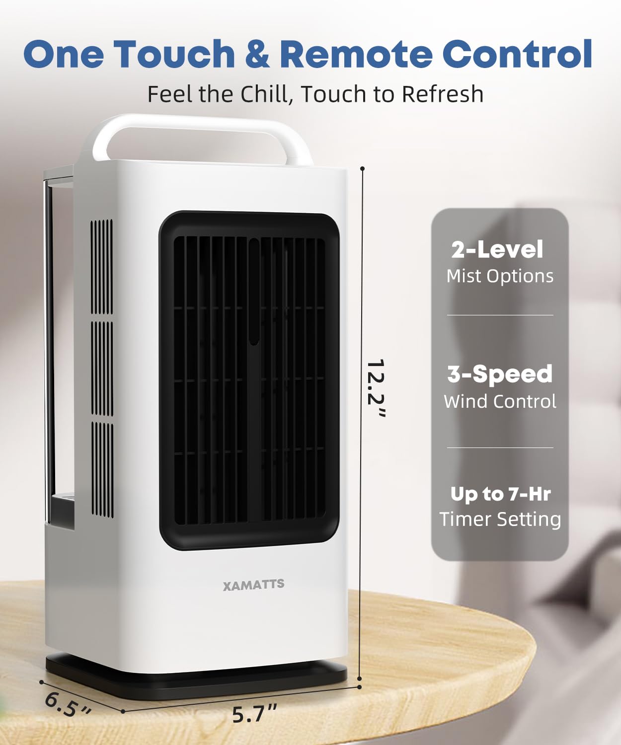 XAMATTS Portable Air Conditioners, 1700ml Evaporative Air Cooler with Remote, 120° Oscillating Mini Air Conditioner Portable with 3 Speeds & 1-7H Timer, Portable AC Unit Fan for Indoors Bedroom Office