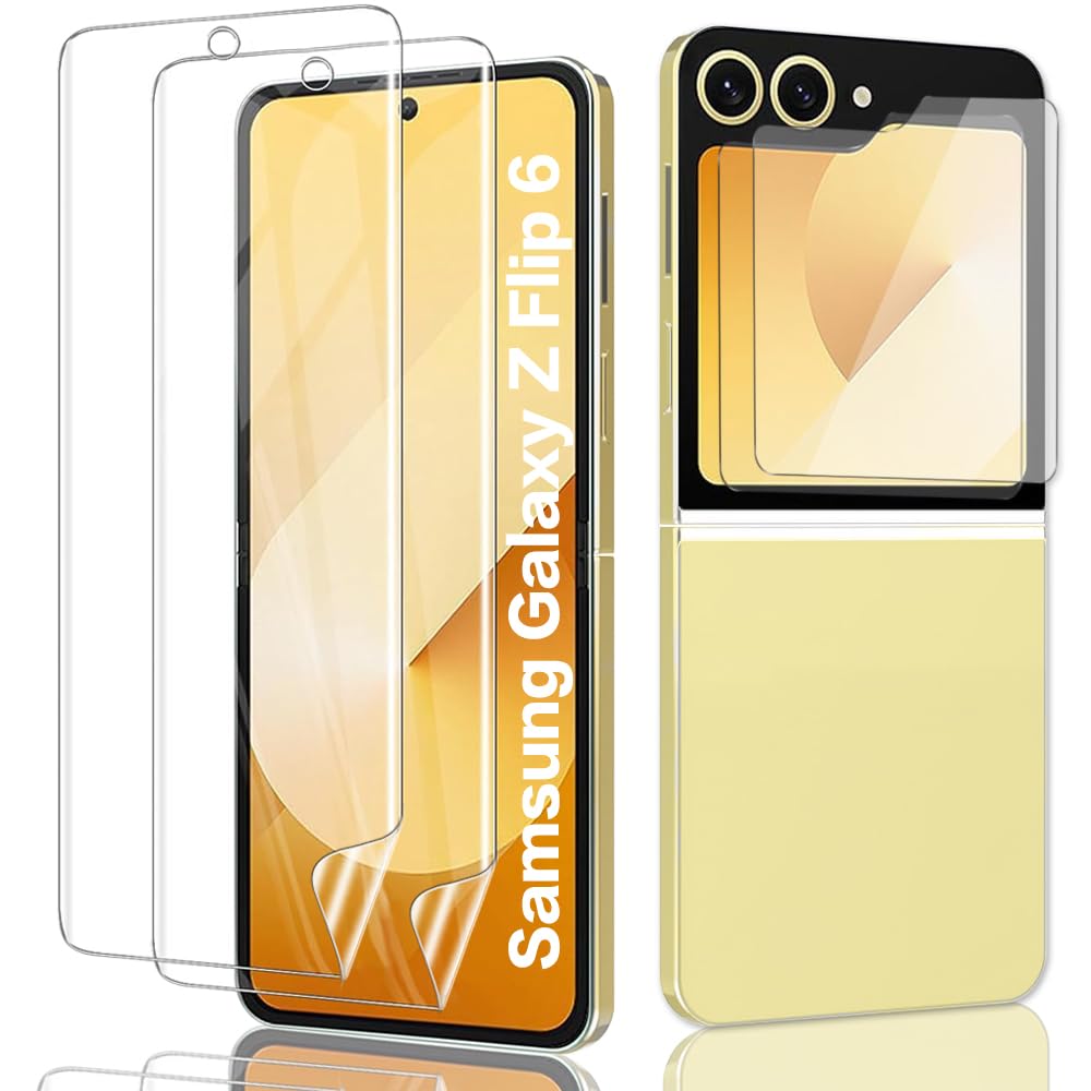 Photo 1 of [2+2 Pack] for Samsung Galaxy Z Flip 6/5 Clear Screen Protector, 2X Inner Flexible TPU Film + 2X External Tempered Glass [Installation Tool] [Case Friendly] [Anti Scratch] [HD Clarity] [Bubble Free]