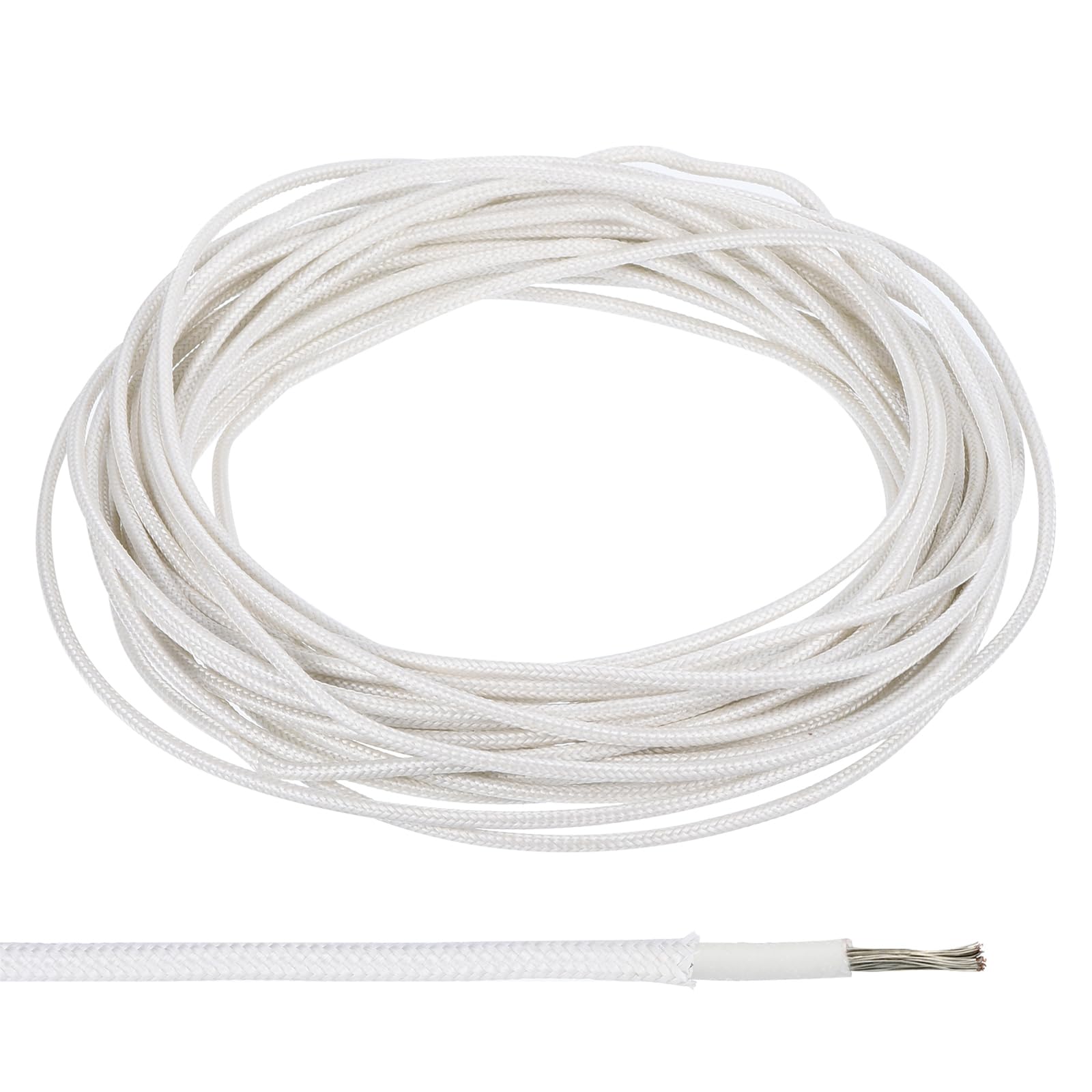 PATIKIL 32.8Ft 18AWG Electronic Wire, -30 to 200 Degrees Celsius Insulated High Temperature Resistant Electrical Flexible Silicone Cable for Lamp Boiler Heater, White