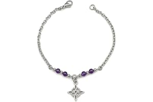 Witch's Knot Anklet - Pentacle Ankle Bracelet - Witchy Jewelry - Pagan, wiccan Talisman (Adjustable 9.5-11", Black onyx)